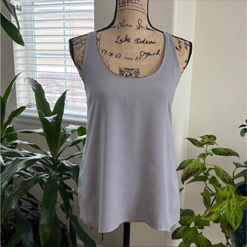 MY STORY Tank Top Criss Cross Back. Silver Beaded lining on Collar. Light weight